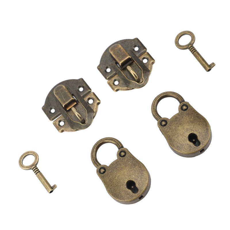 Zinc Alloy Hasp Latch with Screws Vintage Bear Padlock Decorative Lock Set for Wood Case Jewelry Box Crafts Bronze - Image 4