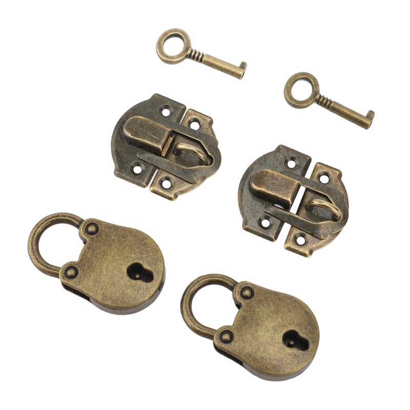 Zinc Alloy Hasp Latch with Screws Vintage Bear Padlock Decorative Lock Set for Wood Case Jewelry Box Crafts Bronze - Image 2