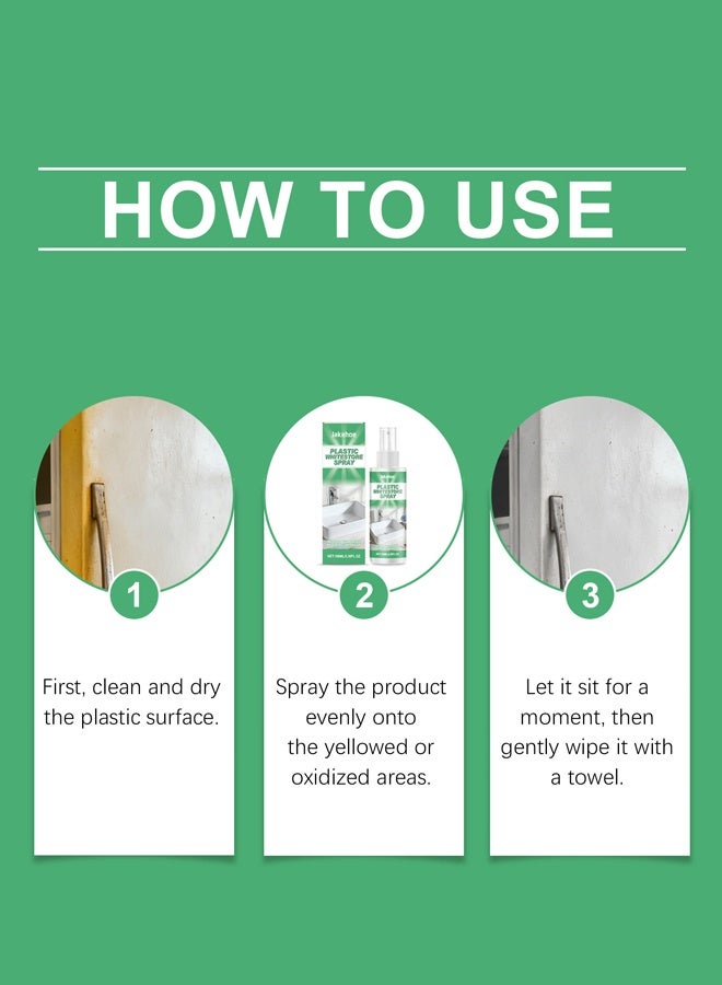 Jakehoe JAKEHAO Plastic Anti-Yellowing Restore Spray, 100ml Whitening Cleaning Solution for Furniture, Appliances & Toys – Removes Oxidation & Stains, Restores Original Color - Image 2