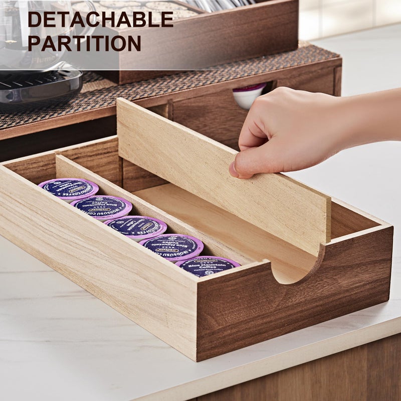 SMARTAKE Wooden K Cup Organizer Coffee Pod Storage Box, Coffee Pod Tea Organizer and Storage, K Pod Drawer Coffee Maker Stand, Kcup Holder for Countertop Kitchen Office Coffee Bar, 30 Pod Capacity - Image 4