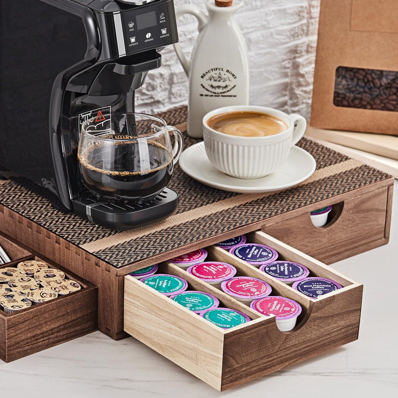 SMARTAKE Wooden K Cup Organizer Coffee Pod Storage Box, Coffee Pod Tea Organizer and Storage, K Pod Drawer Coffee Maker Stand, Kcup Holder for Countertop Kitchen Office Coffee Bar, 30 Pod Capacity - Image 1