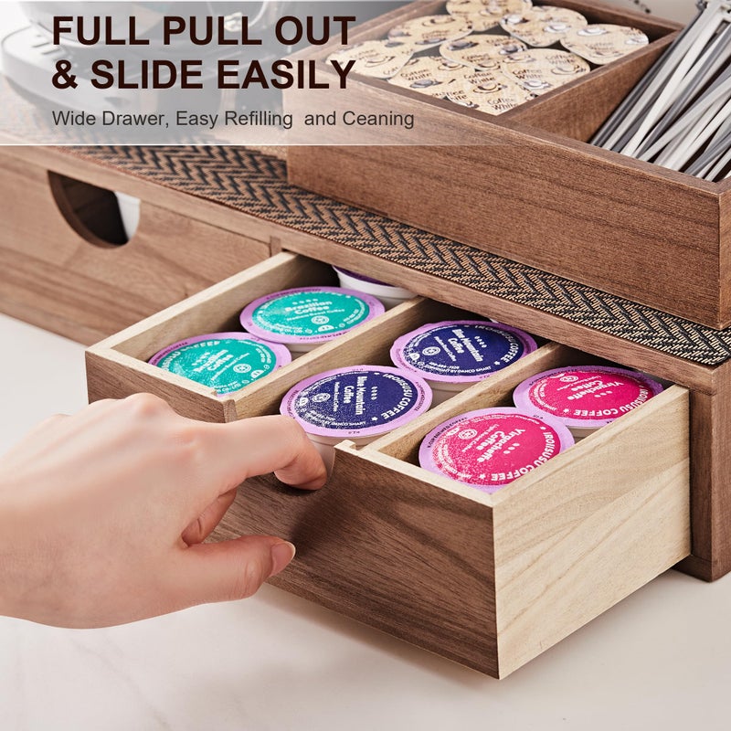 SMARTAKE Wooden K Cup Organizer Coffee Pod Storage Box, Coffee Pod Tea Organizer and Storage, K Pod Drawer Coffee Maker Stand, Kcup Holder for Countertop Kitchen Office Coffee Bar, 30 Pod Capacity - Image 5