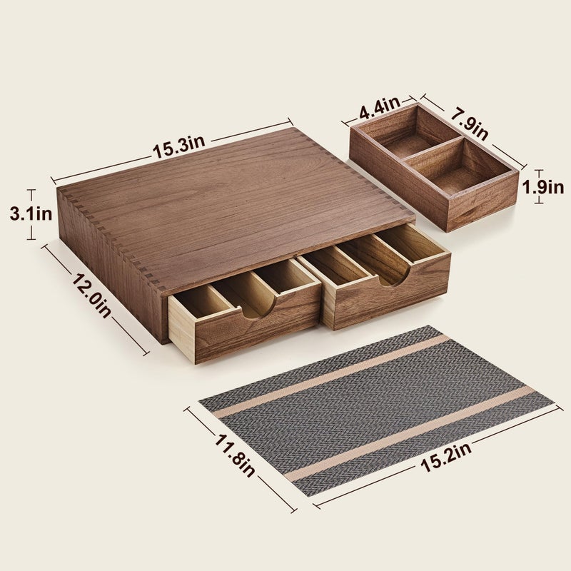 SMARTAKE Wooden K Cup Organizer Coffee Pod Storage Box, Coffee Pod Tea Organizer and Storage, K Pod Drawer Coffee Maker Stand, Kcup Holder for Countertop Kitchen Office Coffee Bar, 30 Pod Capacity - Image 2