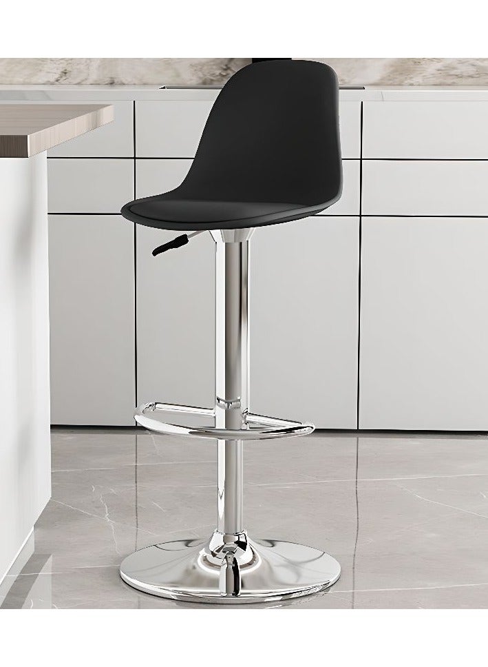 DubaiGallery Modern Kitchen Barstool Bar Chairs Round Velvet Seat with Backrest and Metal Legs, Breakfast Dining Stool for Kitchen Counter Comfy Bar Stool 1 Piece - Image 1