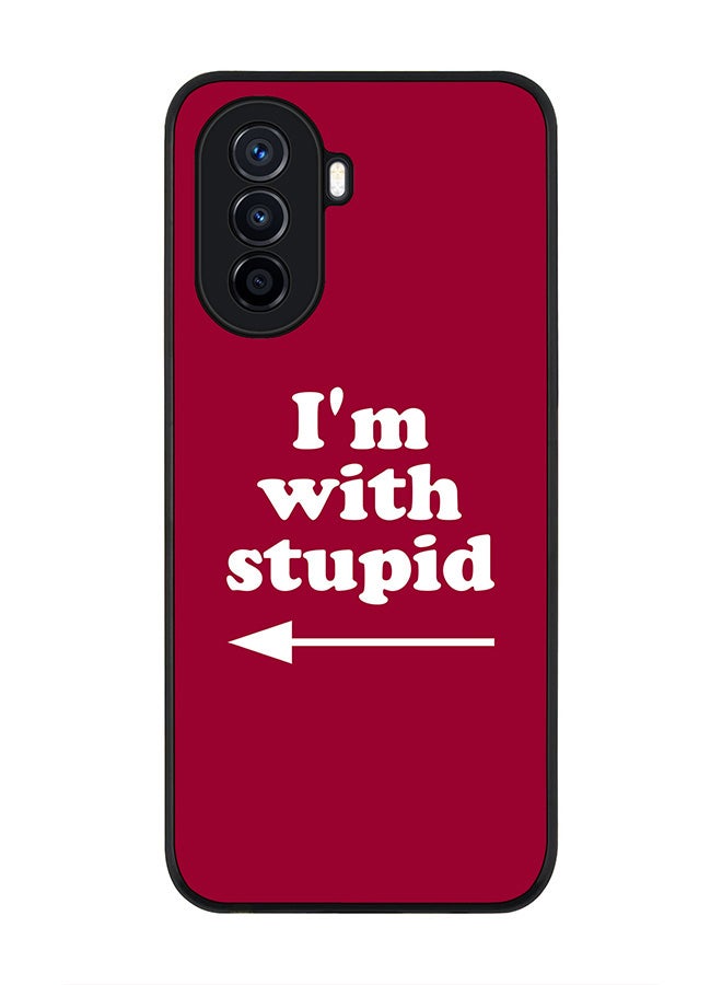 Stylizedd Rugged Black Edge case for Huawei nova Y71, Slim fit Soft Case Flexible Rubber Edges Anti Drop TPU Gel Thin Cover - I'm with stupid - Image 1