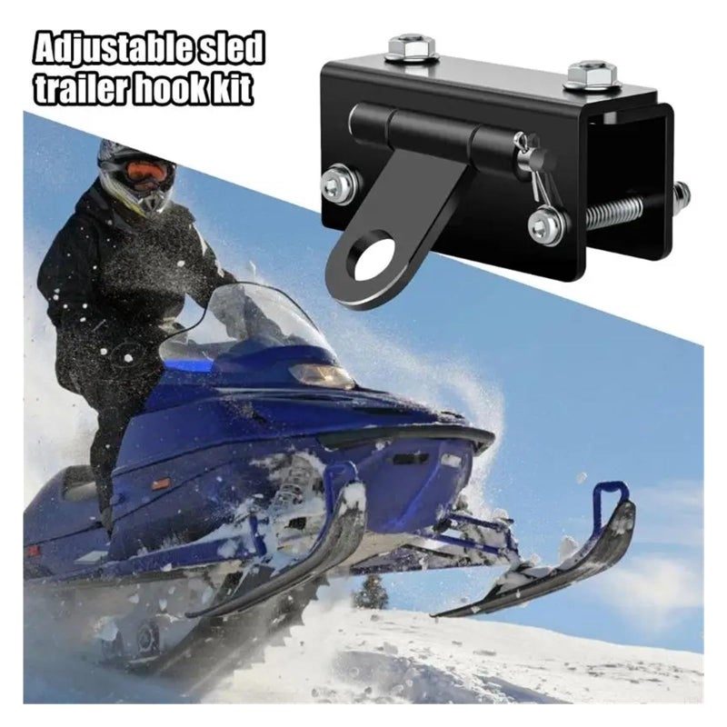 Heavy Duty Adjustable Snowmobile Bumper Hitch Towing Hook Kit Carbon Steel - Image 4