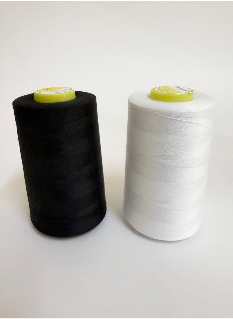 Generic - ST Collections 5000 Yards 100% Spun Polyester Sewing Thread – Black & White – High-Quality, ISO 9001 Certified - Image 1