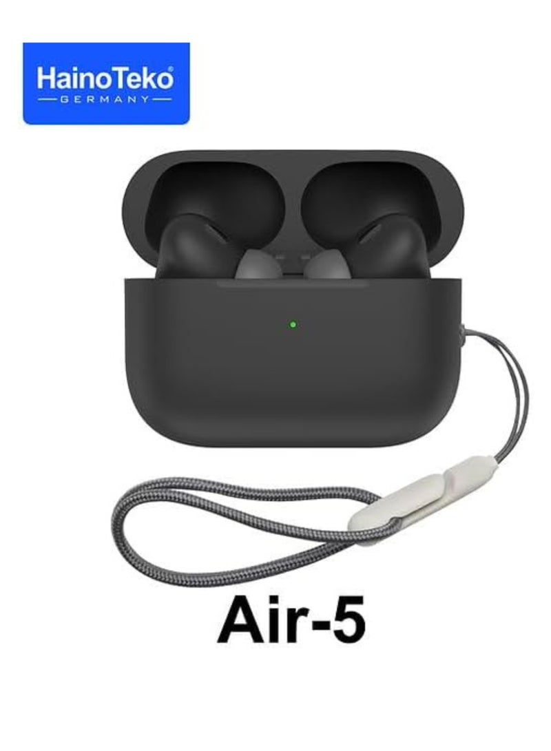 Haino Teko Air 5 True Wireless Stereo Earbuds with Multi Functional Touch Control HD Clear Microphone High Bass Sound Quality and Charging Case for Android mobiles and Tablets Black
