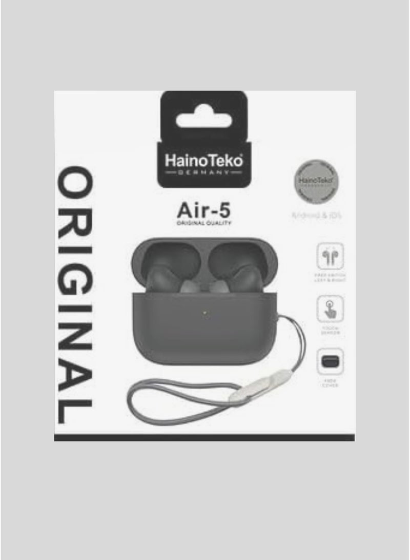 Haino Teko Air 5 True Wireless Stereo Earbuds with Multi Functional Touch Control HD Clear Microphone High Bass Sound Quality and Charging Case for Android mobiles and Tablets Black