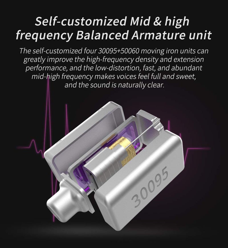 CCA سماعة أذن CCA C10 مع 10 محركات هجينة وسلكية 4BA 1DD HiFi IEM سماعات أذن ستيريو لعزل الضوضاء مع كابل قابل للفصل للموسيقيين والمغنين وعشاق الصوت (أسود، بدون ميكروفون) - Image 3