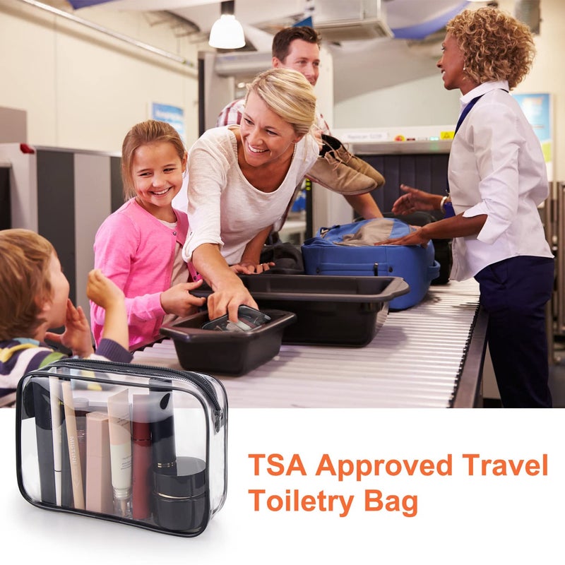 Wedama TSA Approved Toiletry Cosmetic Bags for Men and Women 2 Pack with Zipper Carry on Airline Airport Travel Accessories, PVC Makeup Bags, Quart Size-Black - Image 3