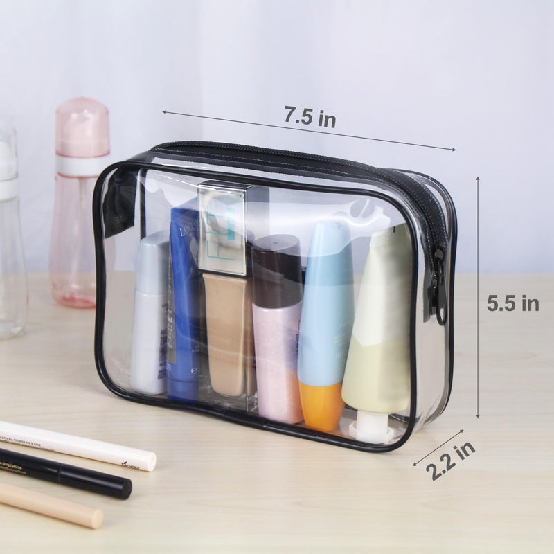 Wedama TSA Approved Toiletry Cosmetic Bags for Men and Women 2 Pack with Zipper Carry on Airline Airport Travel Accessories, PVC Makeup Bags, Quart Size-Black - Image 2