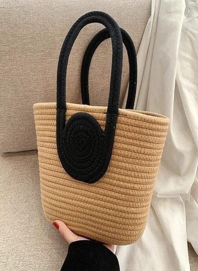 ROSSLYN Summer Women Bucket Bag Casual Woven Beach Handbag for Vacation - Beige - Image 3