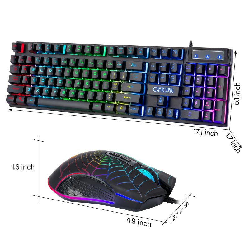 CHONCHOW Gaming Keyboard and Mouse for Mac PC PS5 PS4 Xbox One Gamers, RGB Backlit LED Mechanical Feel Keyboard with Multimedia Keys Number Pad, 104 Keys USB Desktop Computer Windows Keyboard - Image 5