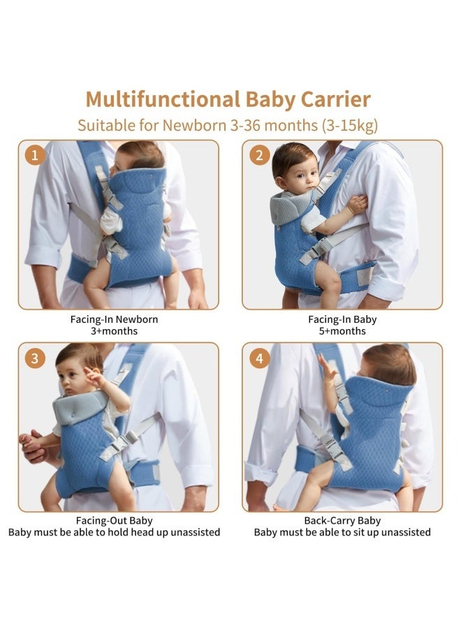 M MIAOYAN Newborn baby carrier with removable straps Ergonomic portable baby front and back backpack carry Adjustable toddler carrier for babies up to 16kg - Image 4