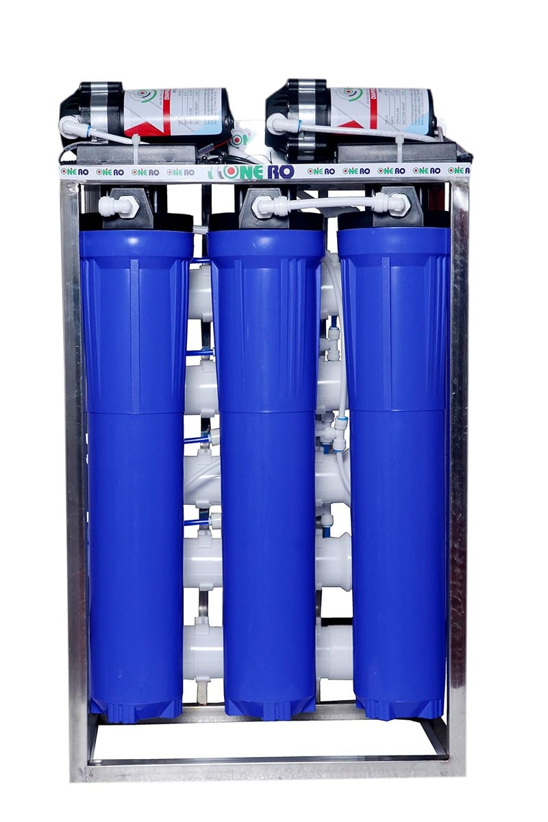 ONE RO 50 LPH commercial RO UV water purifier Plant 50 Liter Per Hour Blue Stainless steel Full Automatic With TDS Adjuster - Image 1