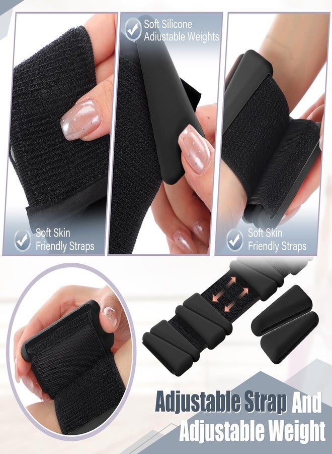Vinsot Pilates 2Lbs Wrist Ankle Weights for Women, Wearable Arm Leg Set of 4, Adjustable Weighted Wristbands Arm Leg Weights Suitable for Walking Swimming Running Yoga Gym(Black) - Image 3