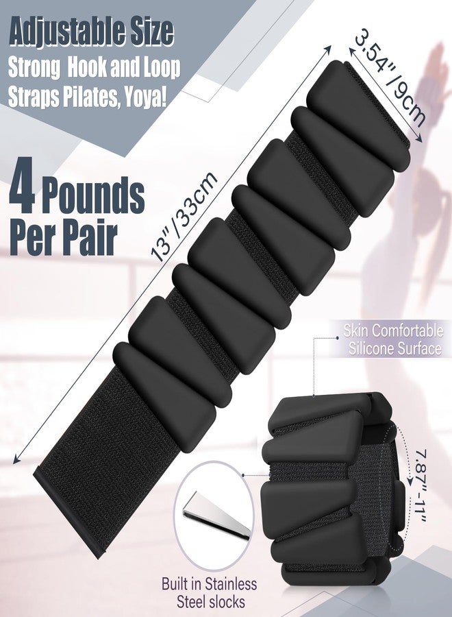 Vinsot Pilates 2Lbs Wrist Ankle Weights for Women, Wearable Arm Leg Set of 4, Adjustable Weighted Wristbands Arm Leg Weights Suitable for Walking Swimming Running Yoga Gym(Black) - Image 2
