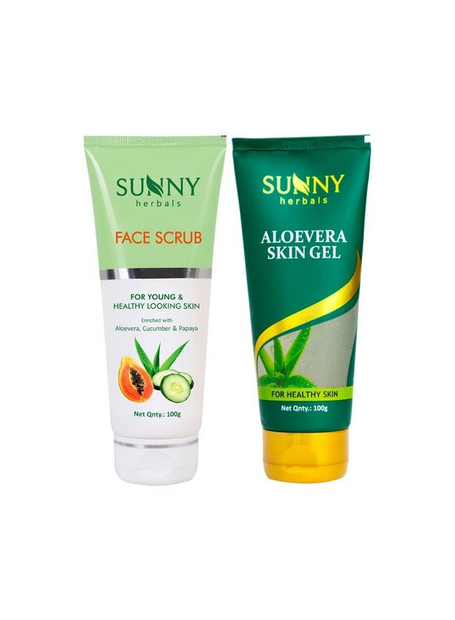 Sunny Aloevera Skin Gel(100Gm) & Face Scrub(100Gm) Provides Radiant Glowing Look Skin Fights Flaky Or Patchy Skin Removes Embedded Dirt From Pores Exfoliates Dead Skin & Helps Cell Renewal - Image 1