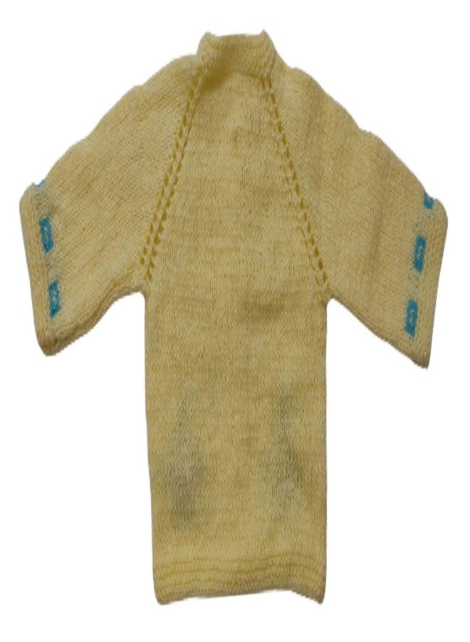 Cute Collection Hand Made Front Open Woolen Sweater with Cap & Booties Set for 0 to 3 Months Baby (Unisex) Yellow - Image 4
