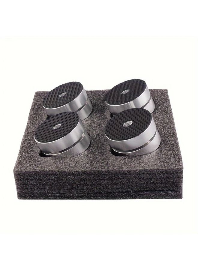 4Pcs Silvery Aluminum Alloy High Fidelity Audio Speakers Amplifiers DAC CD - Image 1
