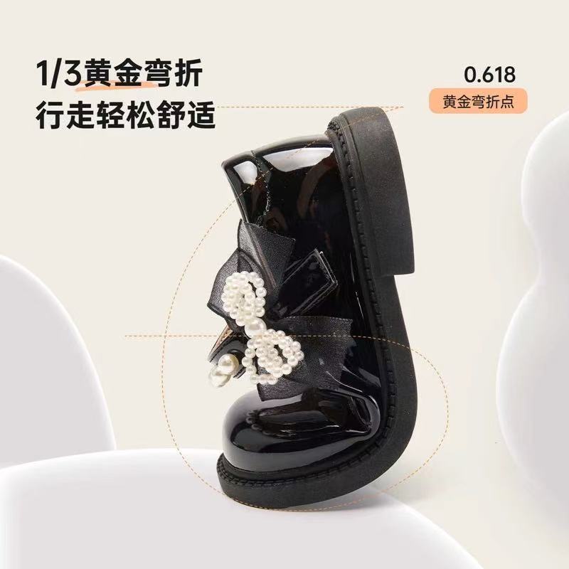 أحذية جلدية للبنات 2026 جديدة الربيع والخريف الموضة أحذية الأميرة اللؤلؤة للبنات الأطفال ، أحذية منفردة غير زلقة ناعمة - Image 4