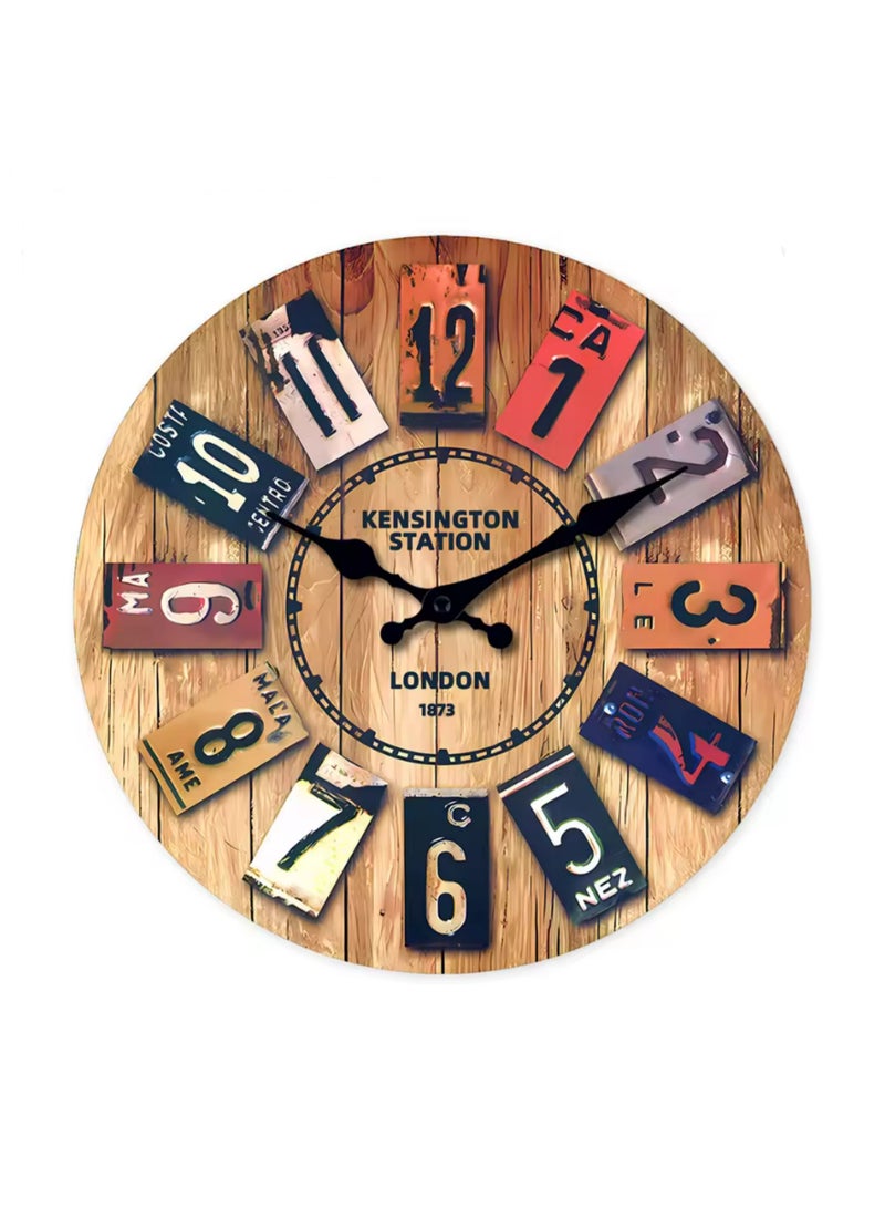 1pcs Wood European Old Time Classic Retro Wall Clock Fashion Decoration Living Room Wall Decor Saat Home Watch Wall Gift 35cm - Image 1