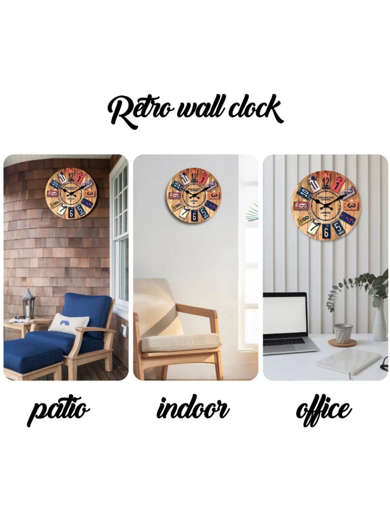 1pcs Wood European Old Time Classic Retro Wall Clock Fashion Decoration Living Room Wall Decor Saat Home Watch Wall Gift 35cm - Image 5