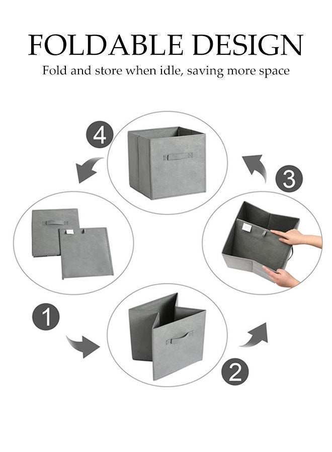 DUNISO Collapsible Fabric Storage Cubes Organizer with Handles,Set of 6 Grey Storage Cubes  Fabric Bins with Handles for Clothes Toys Books Organization(30x30x30 cm) - Image 4