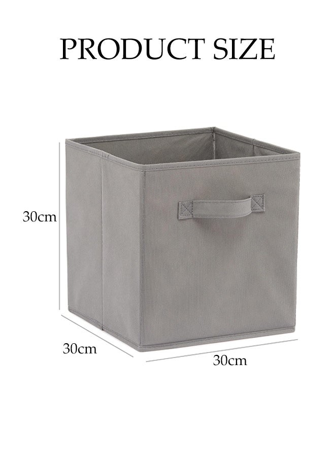 DUNISO Collapsible Fabric Storage Cubes Organizer with Handles,Set of 6 Grey Storage Cubes  Fabric Bins with Handles for Clothes Toys Books Organization(30x30x30 cm) - Image 2