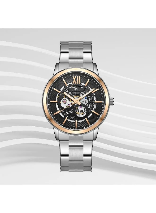 Kenneth Scott Black Kenneth Scott Men's DD2405AS Movement Watch, Automatic Display and Stainless Steel Strap - K24324-KBSN, Silver for Men | Best Price UAE
