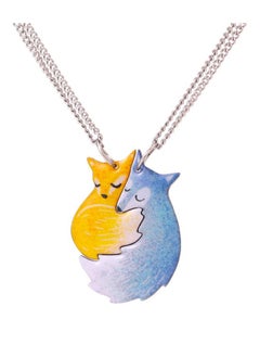 Hugging Fox and Wolf BFF Best Friends Forever Pendant Necklace For 2, Matching Friendship Necklace, Jewelry Set Gift For Couple, Lover, Granddaughter, Kids Girls, Valentine's Day, Birthday
