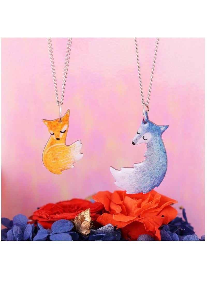 Excefore - Hugging Fox and Wolf BFF Best Friends Forever Pendant Necklace For 2, Matching Friendship Necklace, Jewelry Set Gift For Couple, Lover, Granddaughter, Kids Girls, Valentine's Day, Birthday - Image 1