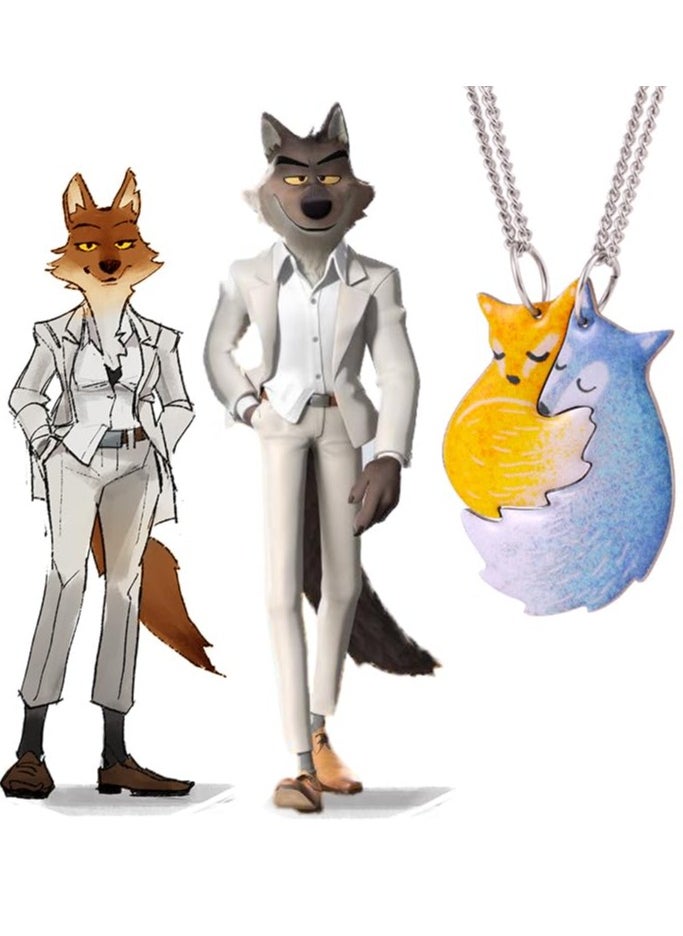 Excefore - Hugging Fox and Wolf BFF Best Friends Forever Pendant Necklace For 2, Matching Friendship Necklace, Jewelry Set Gift For Couple, Lover, Granddaughter, Kids Girls, Valentine's Day, Birthday - Image 1
