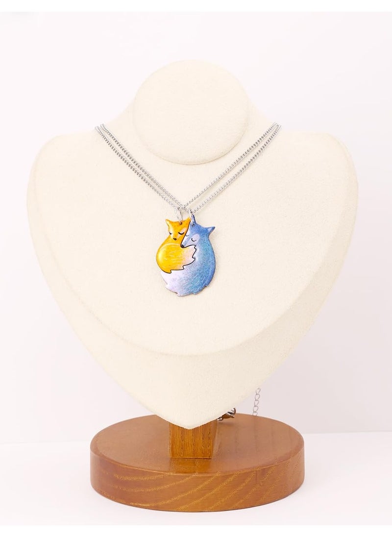 Excefore - Hugging Fox and Wolf BFF Best Friends Forever Pendant Necklace For 2, Matching Friendship Necklace, Jewelry Set Gift For Couple, Lover, Granddaughter, Kids Girls, Valentine's Day, Birthday - Image 1
