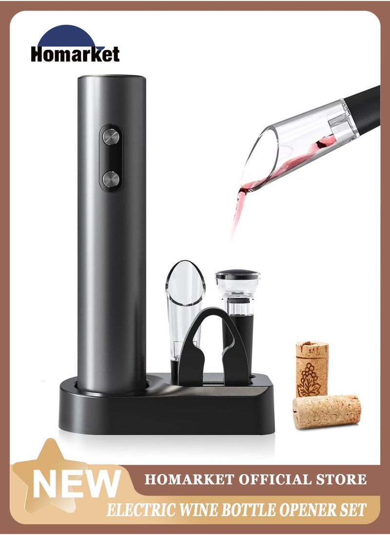 HomarKet 4- in-1 Electric Wine Openers Set Wine Bottle Opener Automatic Wine Opener Gift Box with Foil Cutter and Vacuum Stoppers for Wine Lover Men Father Kitchen Party Home  - Image 1