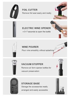 HomarKet 4- in-1 Electric Wine Openers Set Wine Bottle Opener Automatic Wine Opener Gift Box with Foil Cutter and Vacuum Stoppers for Wine Lover Men Father Kitchen Party Home  - Image 2