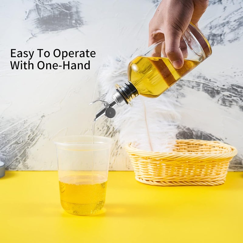 Lubise 4 Pcs Olive Oil Dispenser Bottle Spout, Speed Liquor Pour Spout with Flip Top, Stainless Steel Auto Pour Spouts for Liquor Bottles, Oil Bottles, Vinegar, Syrup and Other Liquid Bottles - Image 5