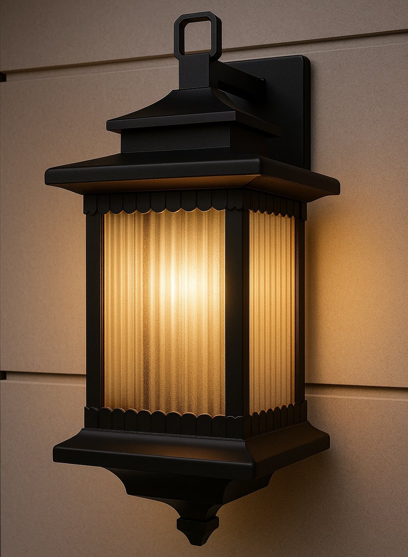 Classic Outdoor Wall Lantern – E27 Bulb Base – Weather Resistant Design - Image 1