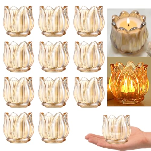 GOLDEAL 24Pcs Gold Votive Candle Holders, Thick Glass Tea Light Candle Holder Bulk, Tealight Candle Jars for Wedding Table Decor, Party Supplies, Bridal Shower Decorations, Centerpieces for Tables - Image 1