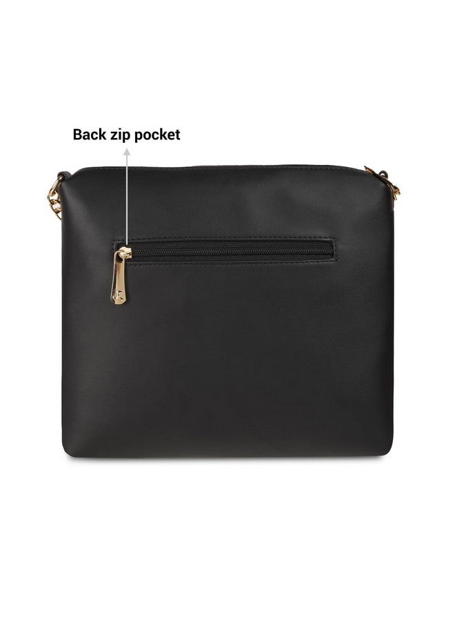 Mochi Women Black Zip Top Sing Bag (66-7673) - Image 5