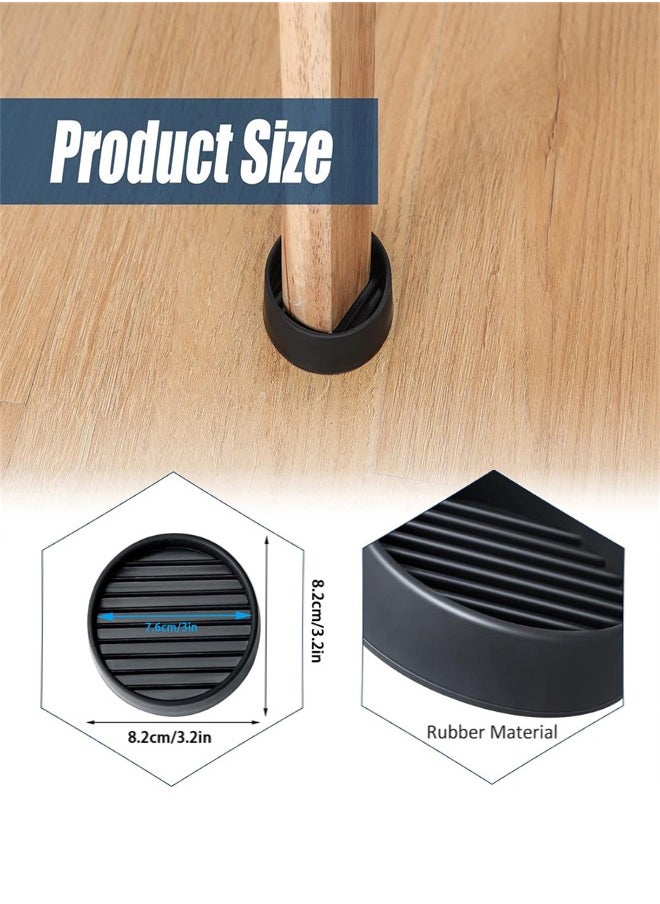 Generic - Non Slip Furniture Coasters, 4pcs Round Rubber Furniture Caster Cups Non Skid Furniture Cups  Anti Skid Leg Coasters Floor Protector  for Bed Couch Stoppers, 7.6x7.6cm - Image 1