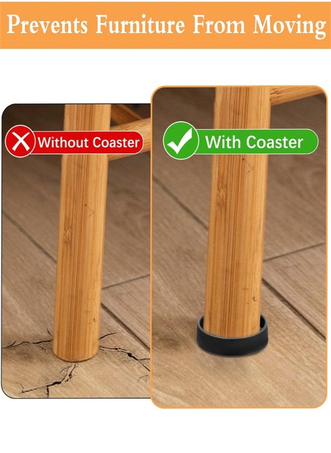 Generic - Non Slip Furniture Coasters, 4pcs Round Rubber Furniture Caster Cups Non Skid Furniture Cups  Anti Skid Leg Coasters Floor Protector  for Bed Couch Stoppers, 7.6x7.6cm - Image 1