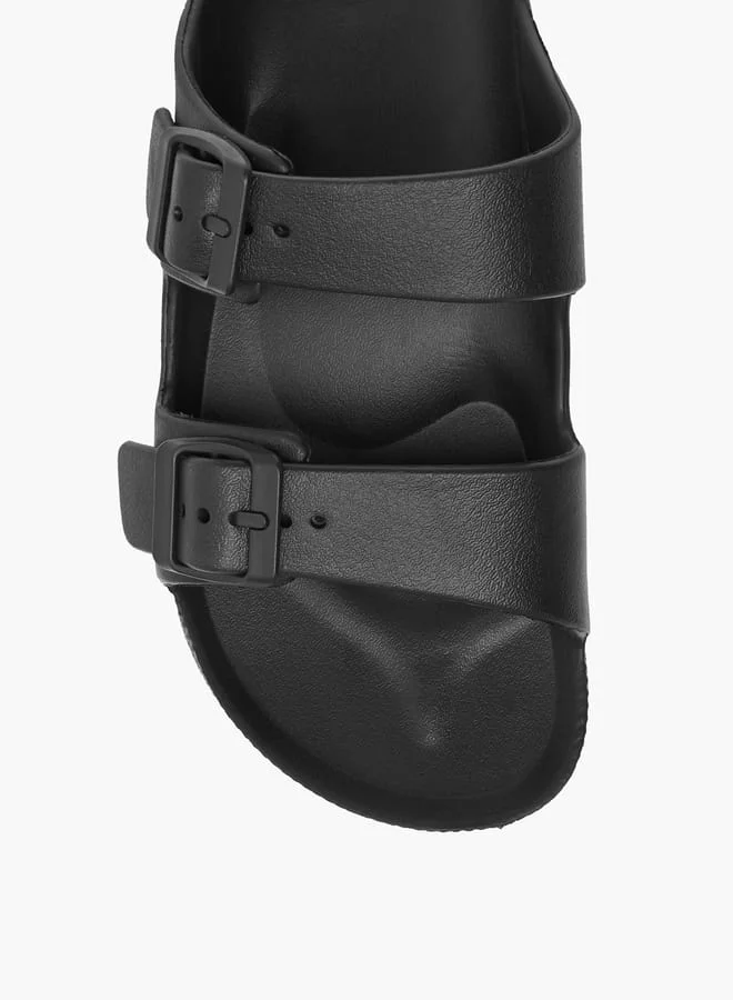 Flora Bella By Shoexpress Womens Solid Slip-On Sandals With Buckle Accent