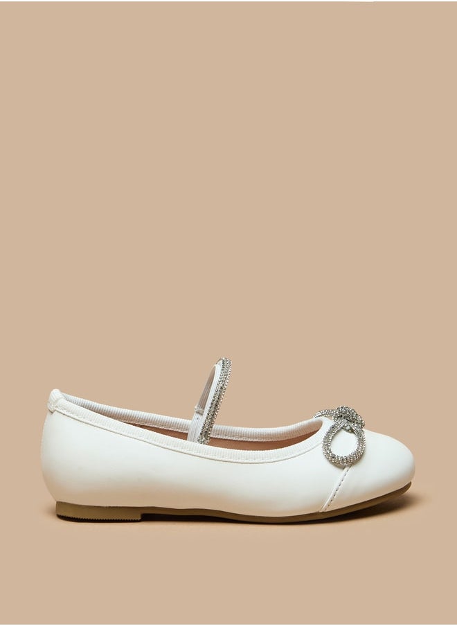 JUNIORS Girls Bow Accent Slip-On Round Toe Ballerina Shoes  - Image 1