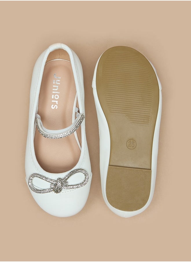 JUNIORS Girls Bow Accent Slip-On Round Toe Ballerina Shoes  - Image 4
