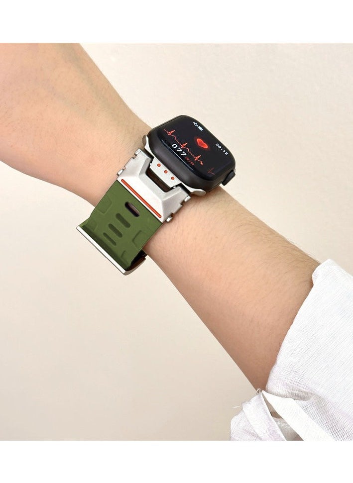Samu - Apple Watchband For Ultra 1/2 49mm, Series 9/8/SE2/7/6/SE/5/4/3/2/1 45mm/44mm/42mm Durable Metal Connector Band - Green - Image 1