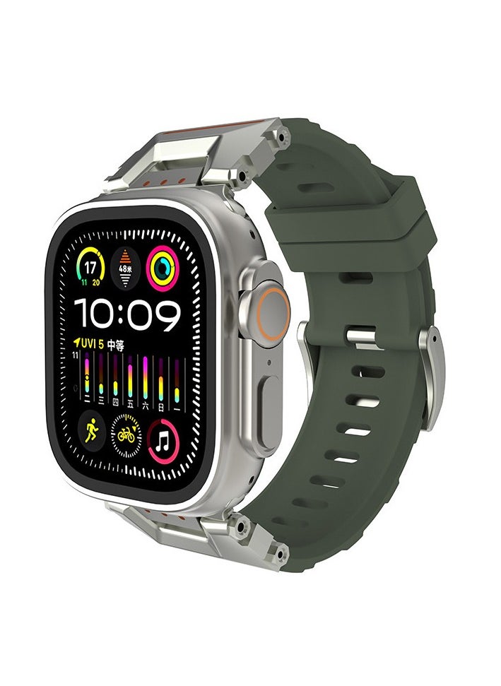 Samu - Apple Watchband For Ultra 1/2 49mm, Series 9/8/SE2/7/6/SE/5/4/3/2/1 45mm/44mm/42mm Durable Metal Connector Band - Green - Image 1