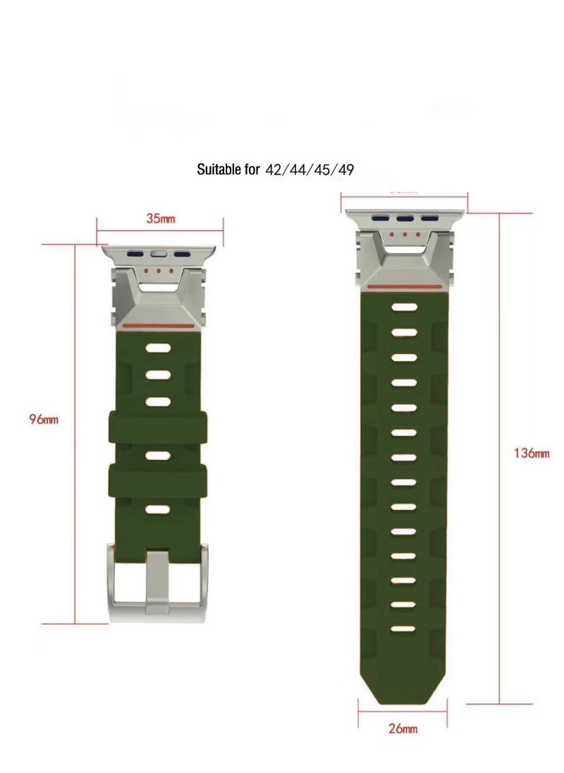 Samu - Apple Watchband For Ultra 1/2 49mm, Series 9/8/SE2/7/6/SE/5/4/3/2/1 45mm/44mm/42mm Durable Metal Connector Band - Green - Image 1