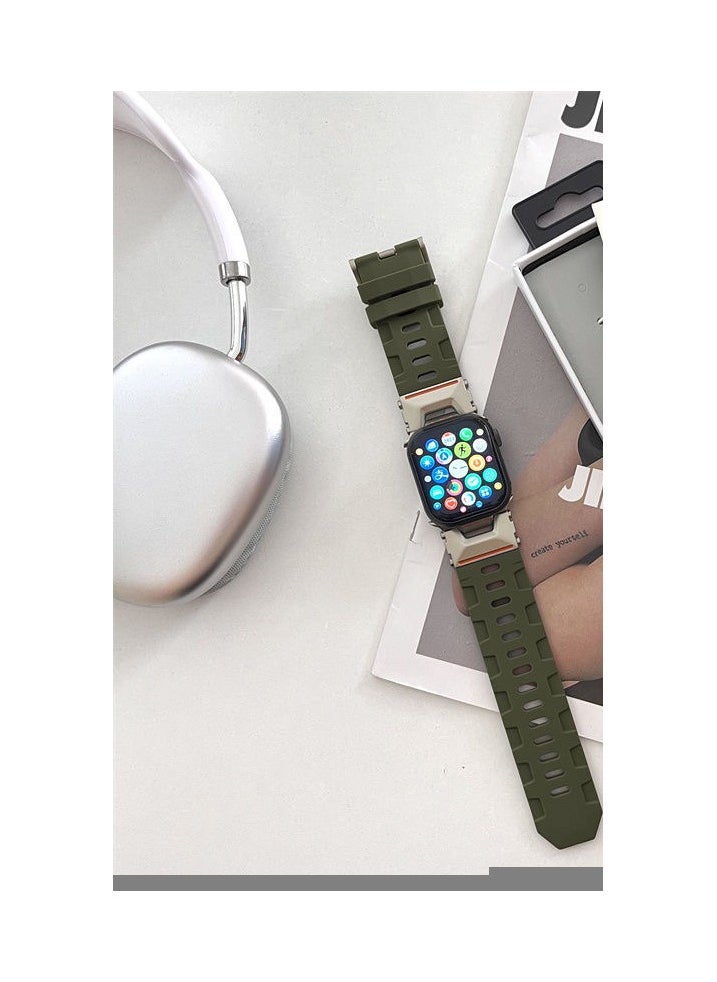 Samu - Apple Watchband For Ultra 1/2 49mm, Series 9/8/SE2/7/6/SE/5/4/3/2/1 45mm/44mm/42mm Durable Metal Connector Band - Green - Image 1